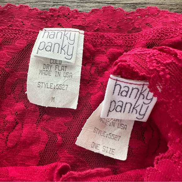 Hanky Panky Fuchsia Red Babydoll Chemise Set Thong Panty Medium Stretch Lace - Picture 6 of 6